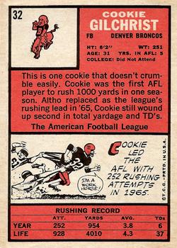 1966 Topps #32 Cookie Gilchrist Back