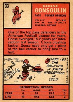 1966 Topps #33 Goose Gonsoulin Back