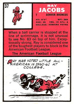 1966 Topps #37 Ray Jacobs Back