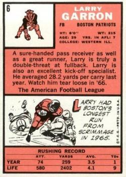 1966 Topps #6 Larry Garron Back