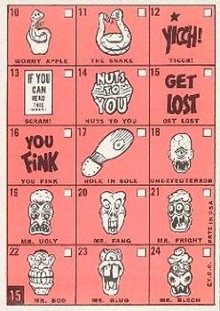 1966 Topps #15 Funny Ring Checklist Back