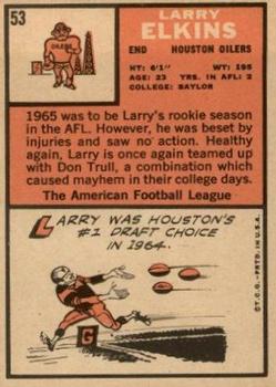 1966 Topps #53 Larry Elkins Back