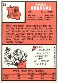 1966 Topps #62 Fred Arbanas Back