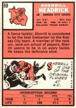 1966 Topps #69 Sherrill Headrick Back