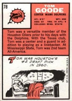 1966 Topps #78 Tom Goode Back