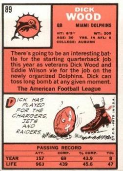 1966 Topps #89 Dick Wood Back