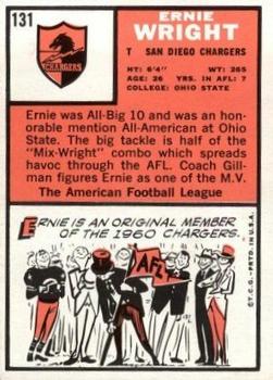 1966 Topps #131 Ernie Wright Back