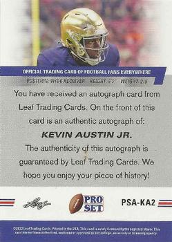 2022 Pro Set Draft - Autographs #PSA-KA2 Kevin Austin Jr. Back
