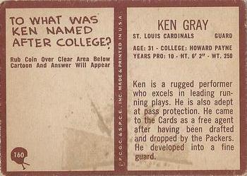 1967 Philadelphia #160 Ken Gray Back