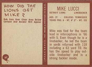 1967 Philadelphia #67 Mike Lucci Back