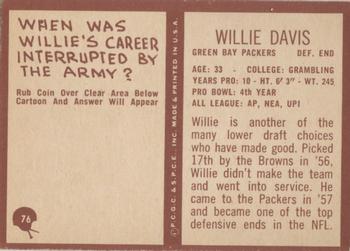 1967 Philadelphia #76 Willie Davis Back