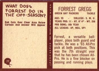 1967 Philadelphia #77 Forrest Gregg Back