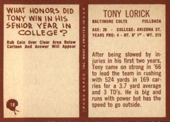 1967 Philadelphia #18 Tony Lorick Back