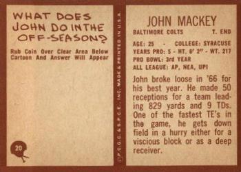 1967 Philadelphia #20 John Mackey Back