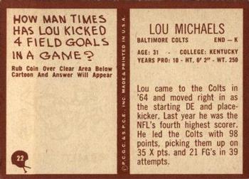 1967 Philadelphia #22 Lou Michaels Back