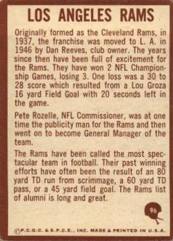 1967 Philadelphia #96 Rams Insignia Back