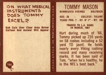 1967 Philadelphia #104 Tommy Mason Back