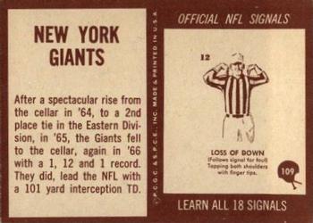 1967 Philadelphia #109 New York Giants Back