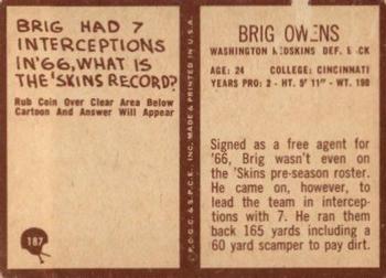 1967 Philadelphia #187 Brig Owens Back
