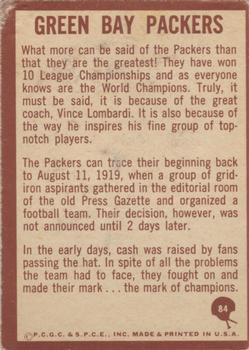 1967 Philadelphia #84 Packers Insignia Back