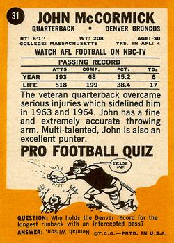 1967 Topps #31 John McCormick Back
