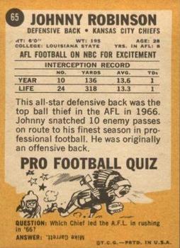 1967 Topps #65 Johnny Robinson Back