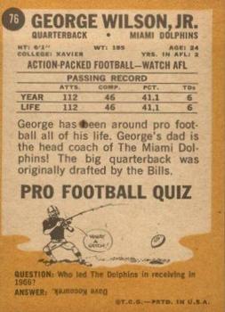 1967 Topps #76 George Wilson Jr. Back