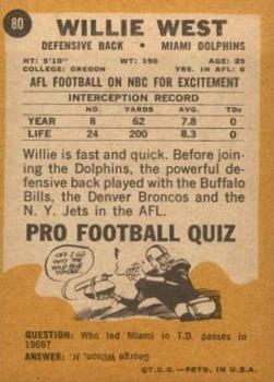 1967 Topps #80 Willie West Back