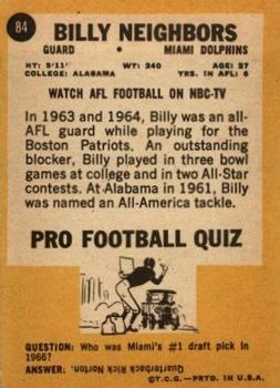 1967 Topps #84 Bill Neighbors Back