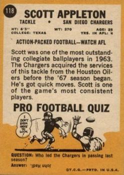 1967 Topps #118 Scott Appleton Back