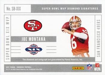 2021 Panini Eminence - Super Bowl MVP Diamond Signatures #SB-XIX Joe Montana Back