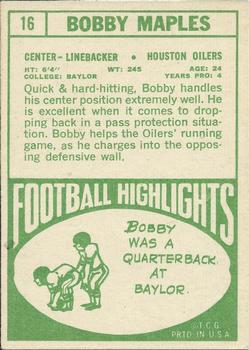 1968 Topps #16 Bobby Maples Back