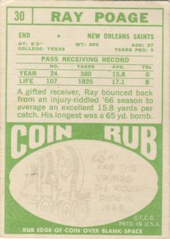 1968 Topps #30 Ray Poage Back