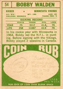 1968 Topps #54 Bobby Walden Back