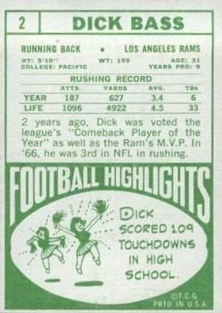 1968 Topps #2 Dick Bass Back