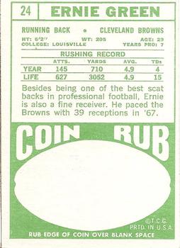 1968 Topps #24 Ernie Green Back