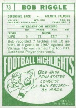 1968 Topps #73 Bob Riggle Back