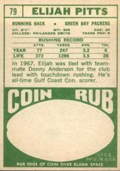 1968 Topps #79 Elijah Pitts Back