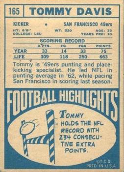 1968 Topps #165 Tommy Davis Back