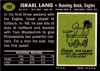 1969 Topps #107 Israel Lang Back