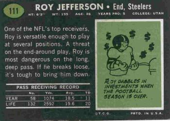 1969 Topps #111 Roy Jefferson Back