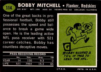 1969 Topps #114 Bobby Mitchell Back