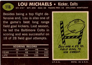 1969 Topps #116 Lou Michaels Back