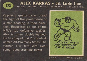 1969 Topps #123 Alex Karras Back