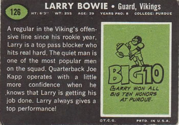 1969 Topps #126 Larry Bowie Back