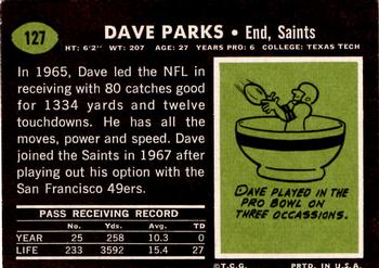 1969 Topps #127 Dave Parks Back