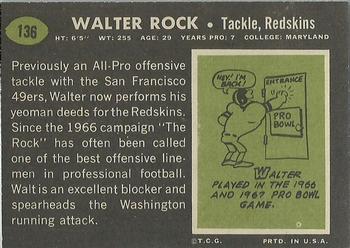 1969 Topps #136 Walter Rock Back