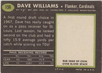 1969 Topps #156 Dave Williams Back