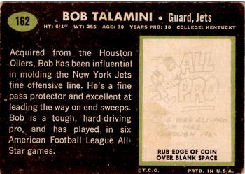 1969 Topps #162 Bob Talamini Back