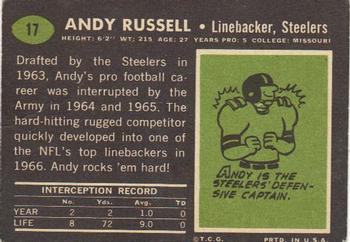 1969 Topps #17 Andy Russell Back